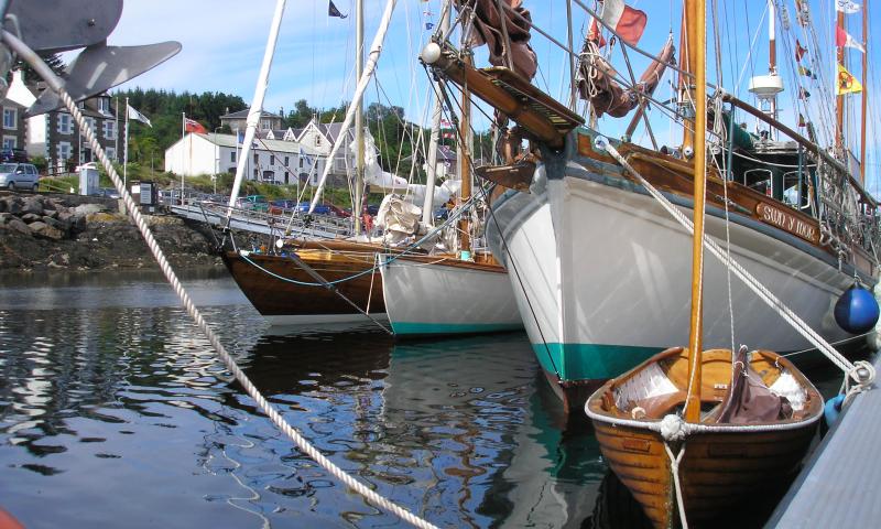 Photo Comp 2012 entry: Dignity, Swn Y Mor, Emerald, and Dream Twister at the first Tarbert Traditional Boat Festival