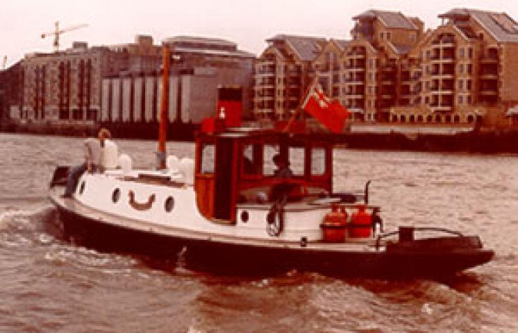 SWALLOW - underway. Stern from port quarter looking forward.