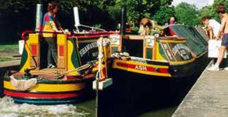 COLINGWOOD (left) and ASH (right) -  stern from starboard quarter looking forward.