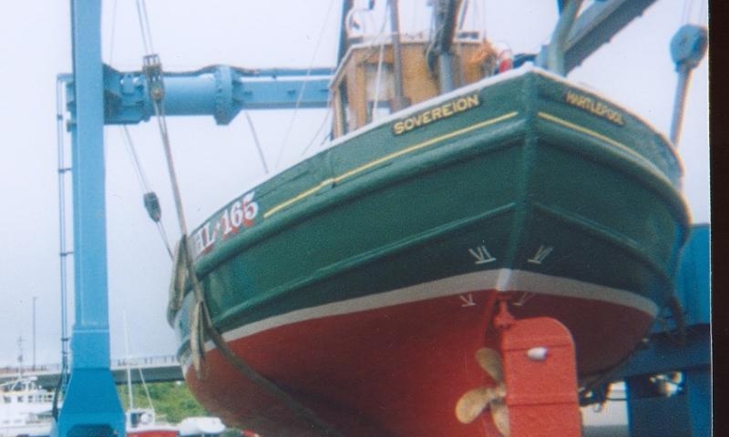 Sovereign - lifted out the water, stern view