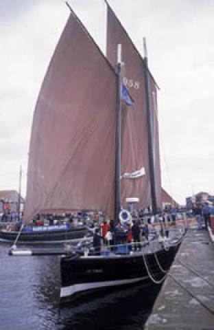 The Reaper setting sail from the quay at Anstruther.