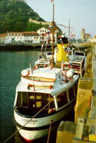 MV Coronia passenger carrying at Scarborough. Stern view.