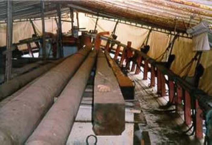 BESSIE ELLEN - main deck under awning with rigging and sails. Amdiships looking aft.