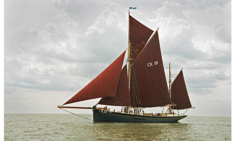 Pioneer under sail - port side