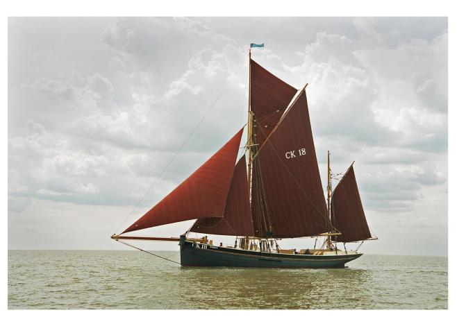 Pioneer under sail - port side