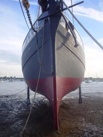 Pioneer out the water - bow looking aft