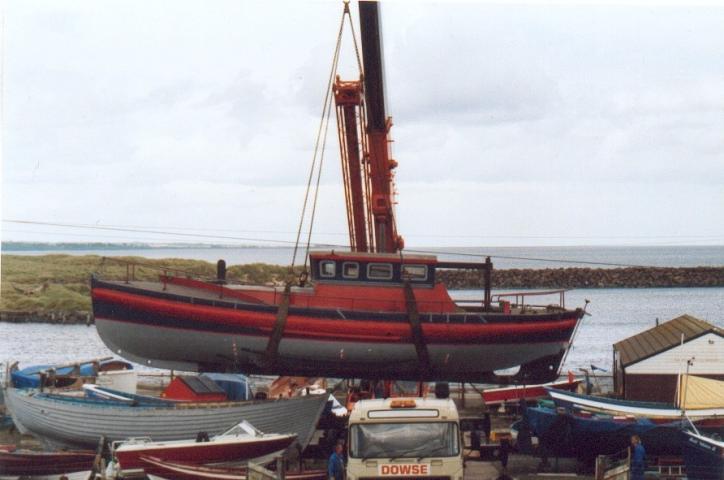 Dunleary being hauled out the water - port side