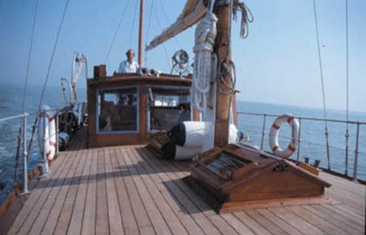 Meridies on deck - looking aft