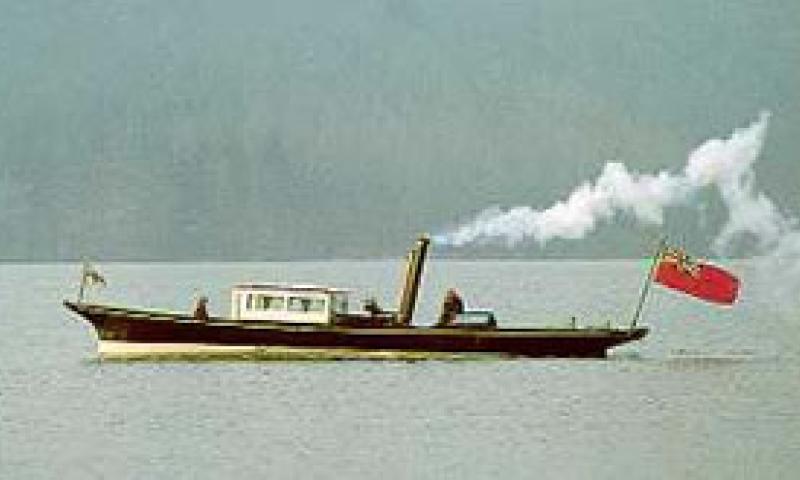 Dolly in steam on Lake Windermere