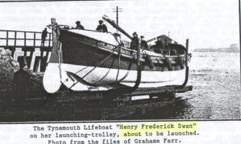 Henry Frederick Swan on her launching trolley