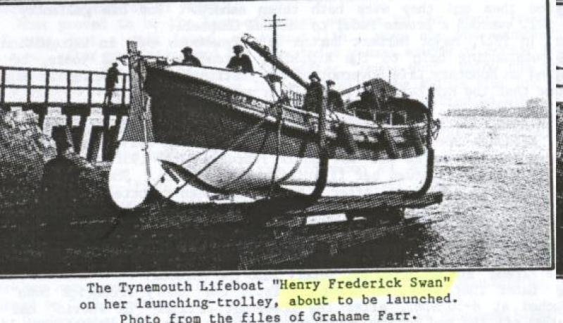 Henry Frederick Swan on her launching trolley