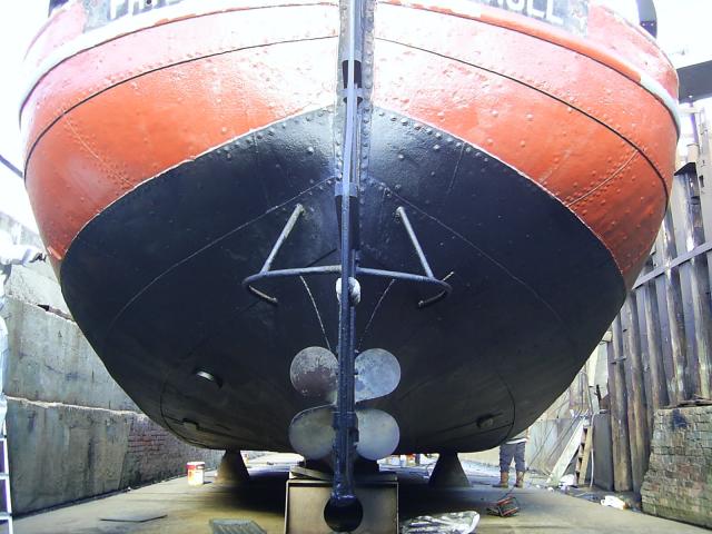 stern view, dry dock