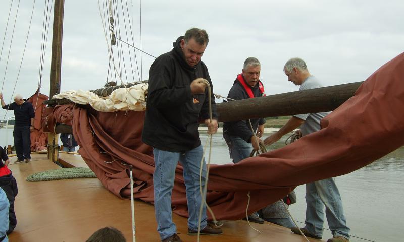 Phyllis - stowing the mainsail