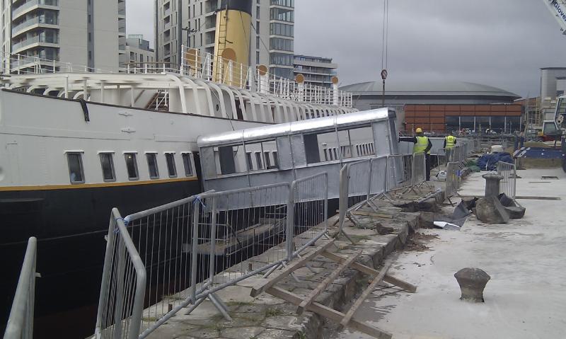 SS Nomadic - gangway, exterior, during restoration