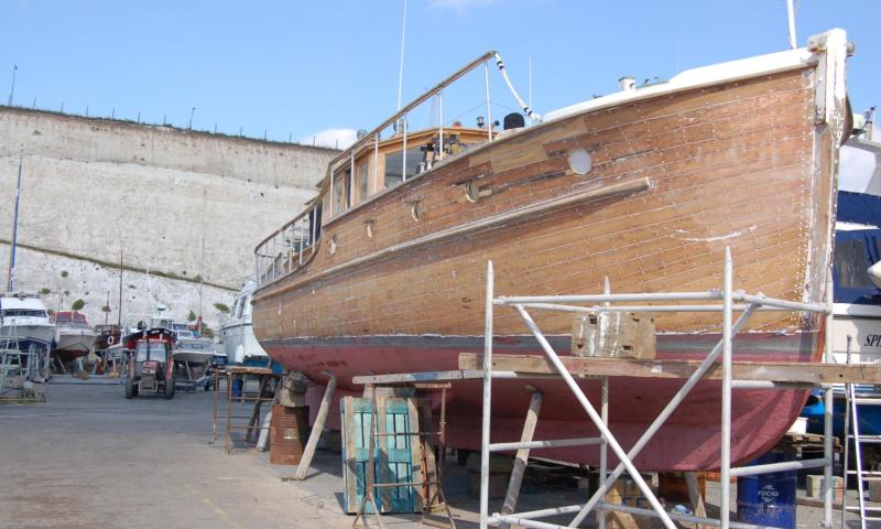 Nerissa out the water - starboard side view