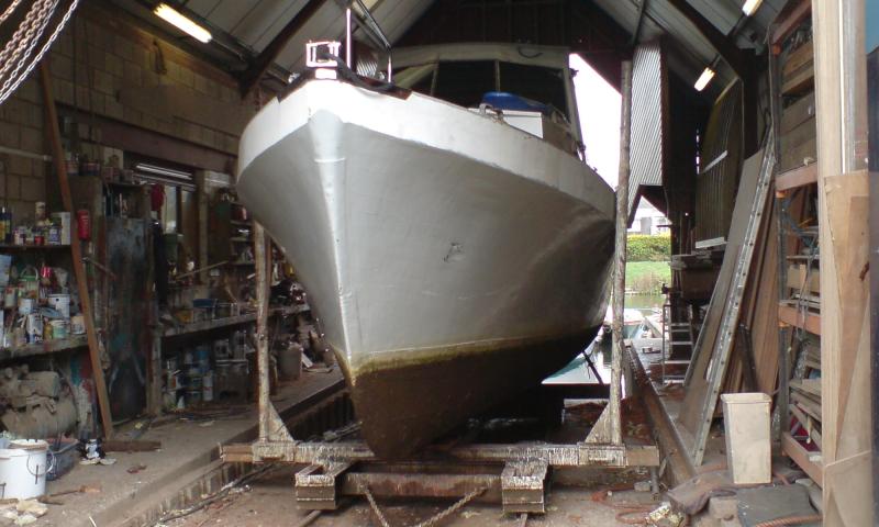 On the slipway, bow view