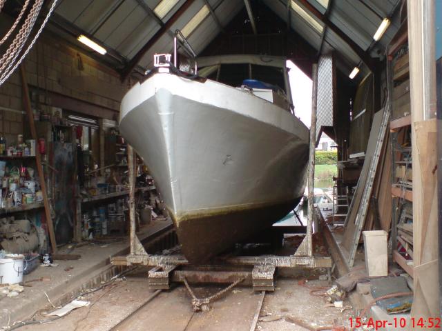 On the slipway, bow view