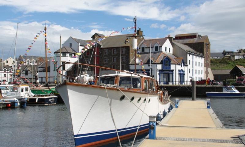 Albaquila moored in the Isle of Man