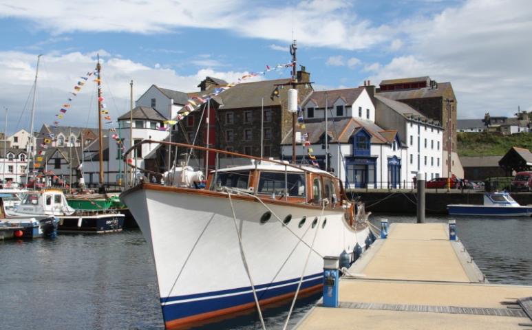 Albaquila moored in the Isle of Man