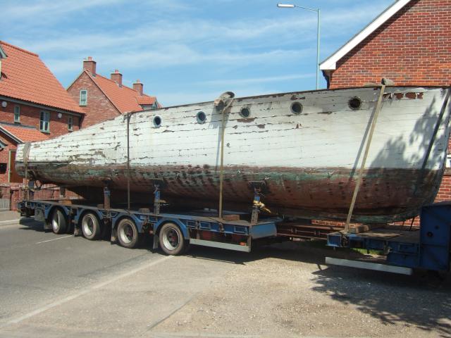 starboard view, on trailer