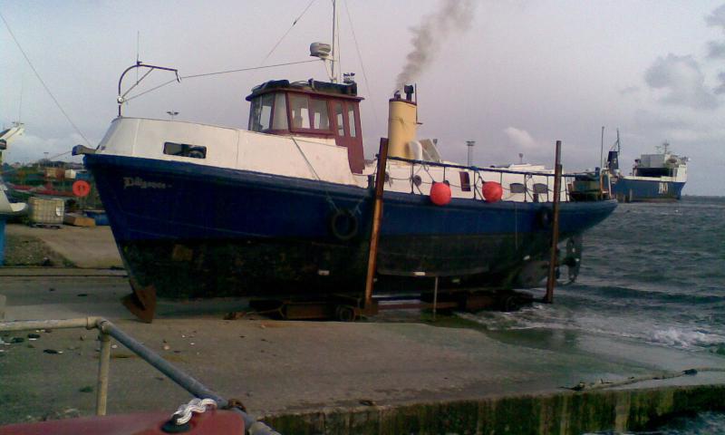 port side view, beached