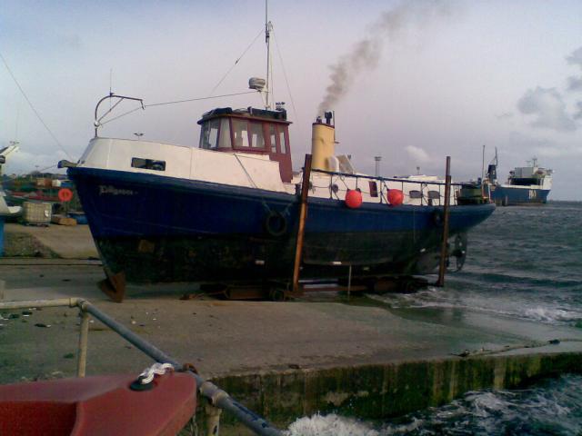 port side view, beached