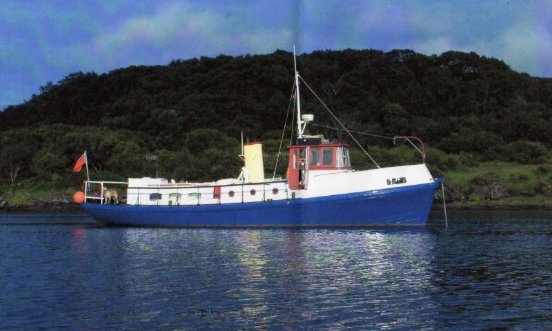At anchor, starboard side view