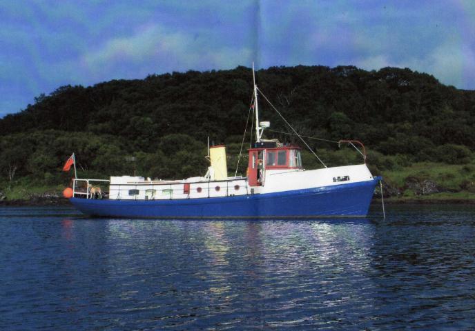 At anchor, starboard side view