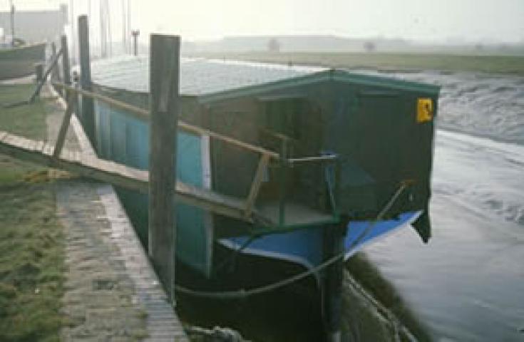 MIROSA - underneath her canopy at Faversham Creek, Winter 1996. Stern looking forward. Ref: 96/3/5/10