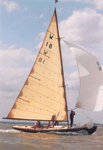 BLACK ADDER under sail, starboard side view