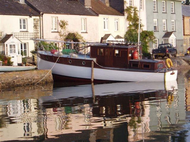 Zaire - port side view, moored at Dittisham