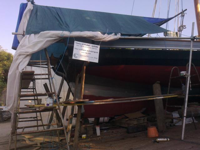 Helen & Violet - showing work replacing the transom and sternpost