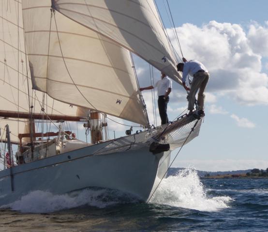 HALCYON at sea, bow view