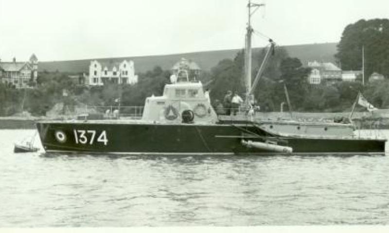 Pinnace 1374 - early 1970's, testing Torpedo release after simulated helicopter ditching, Falmouth Harbour
