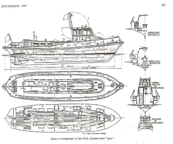 General arrangement of the 45ft customs boat LYNX