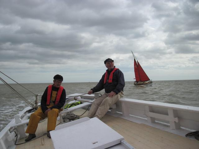 at sea, facing astern