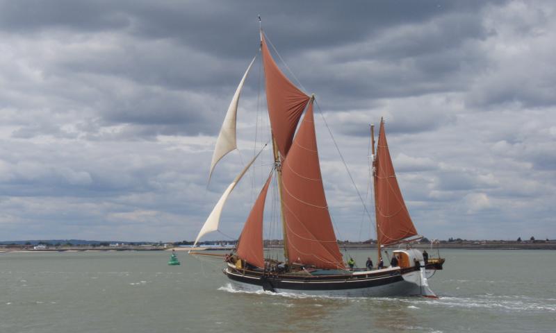 Cambria - winning her class in 2011 Thames barge race