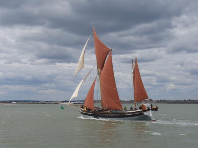 Cambria - winning her class in 2011 Thames barge race