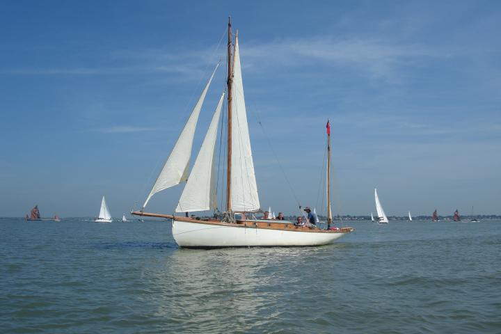 Cormorant - under sail, port side view