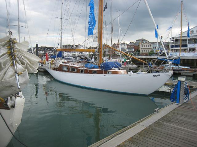 Starboard view, in marina