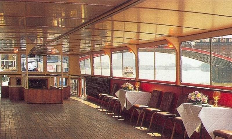 Viscountess - interior of saloon dining deck, taken from promotional brochure.