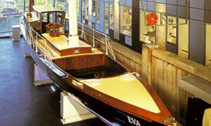 EVA - inside gallery at Rowing Museum, Henley. Bow looking aft.