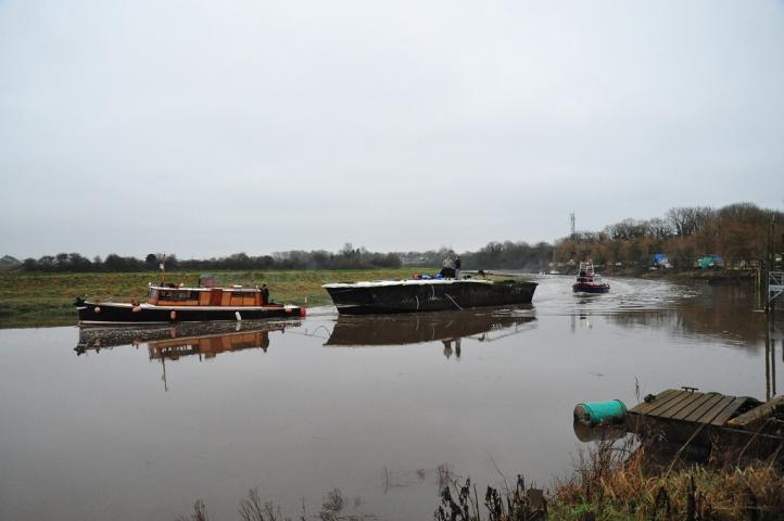 HSL 2552 - being moved from Preston Marina to her new home at RAF Hooton Park