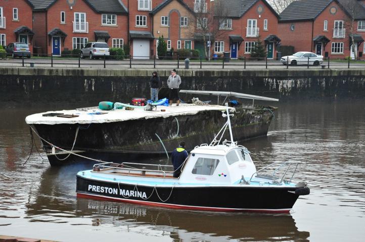 HSL 2552 - being moved from Preston Marina to her new home at RAF Hooton Park