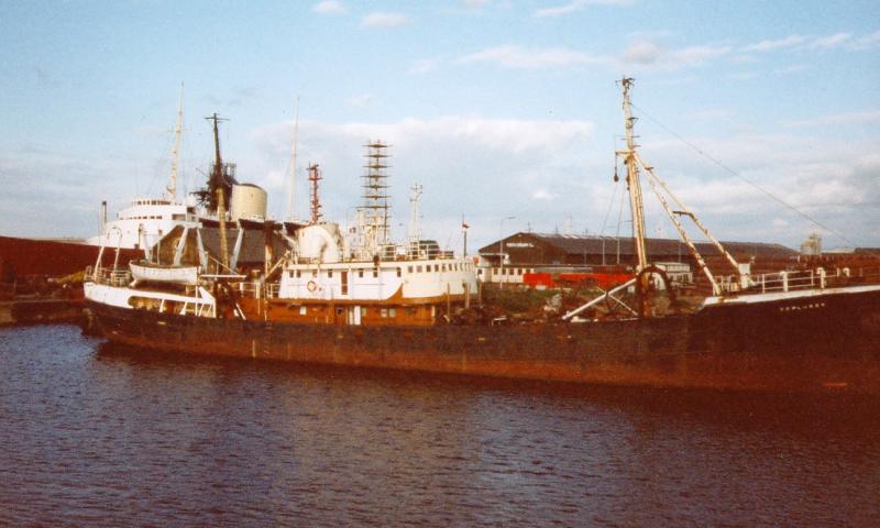 EXPLORER - alongside the quay at Leith. Starboard side.