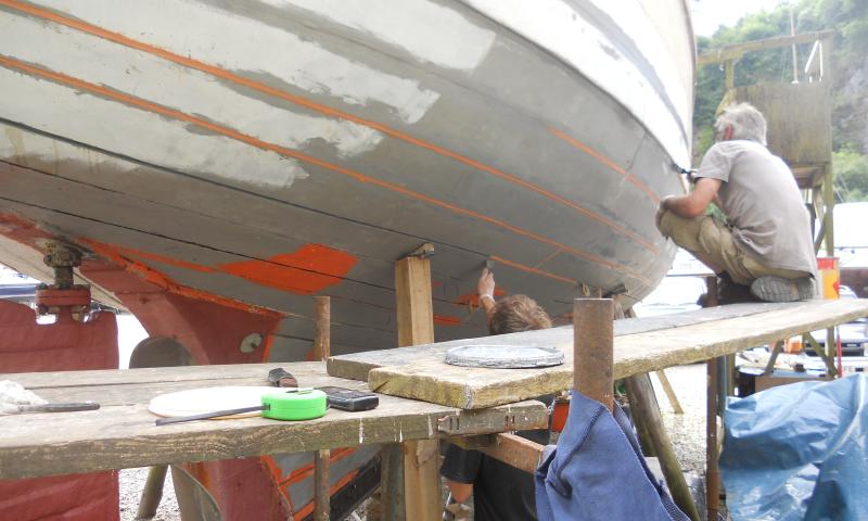 starboard aft, having been splined, caulked and puttyed