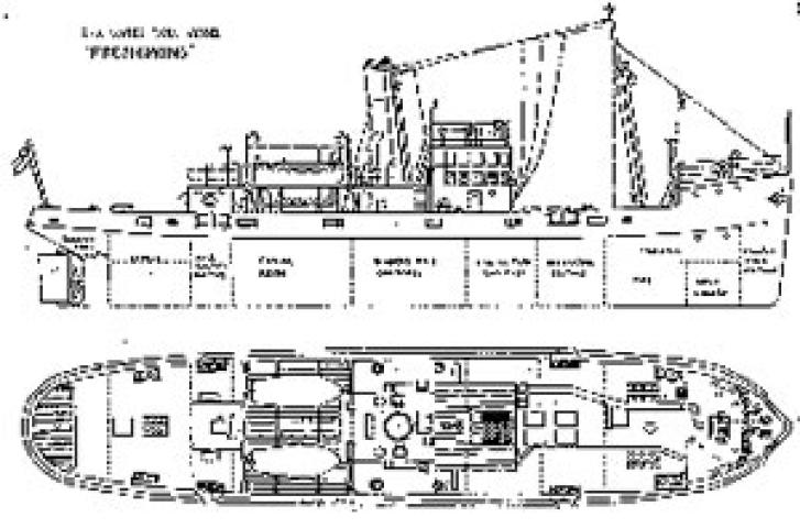 Artist's impression of FRESHSPING. General arrangement and deck plan.