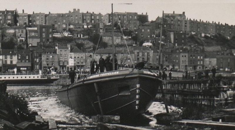 Sliding down the slipway at Albion Shipyards