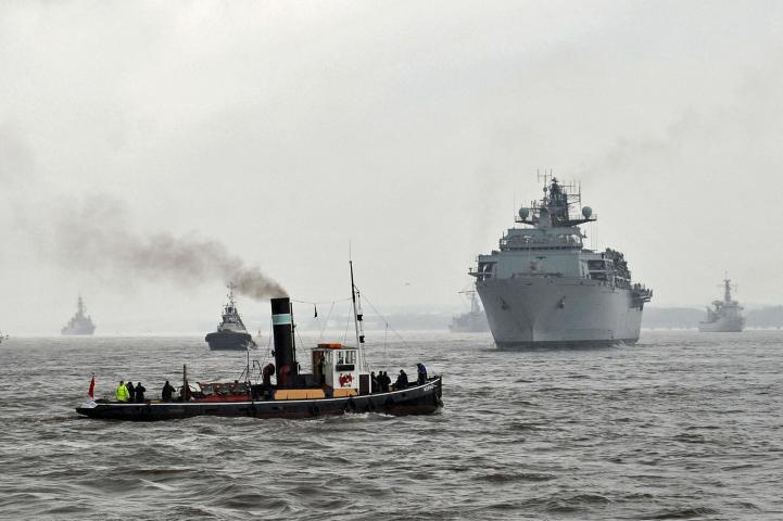 Kerne - Getting into line for The Battle of the Atlantic Sailing on a very wet day, 28 May 2013