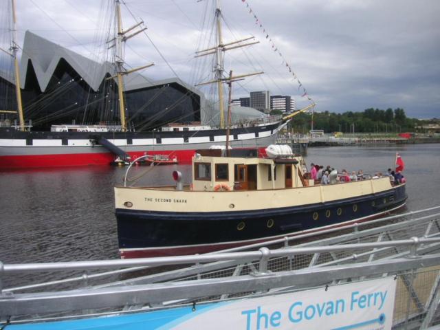 The Second Snark - outside Riverside Museum, Glasgow, Glenlee in background